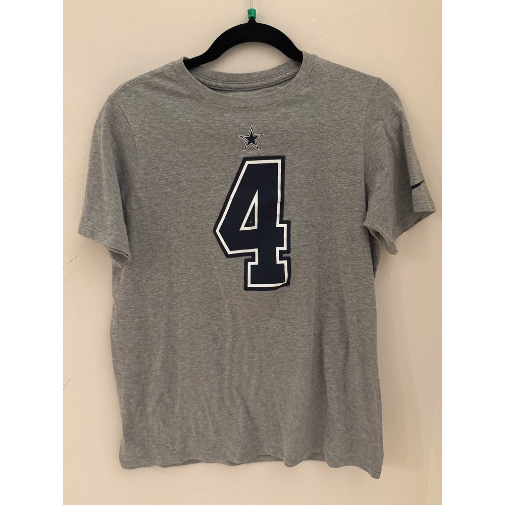 YOUTH Nike Dallas Cowboys Dak Prescott #4 Gray NFL Player T-Shirt Size XL-NWOT